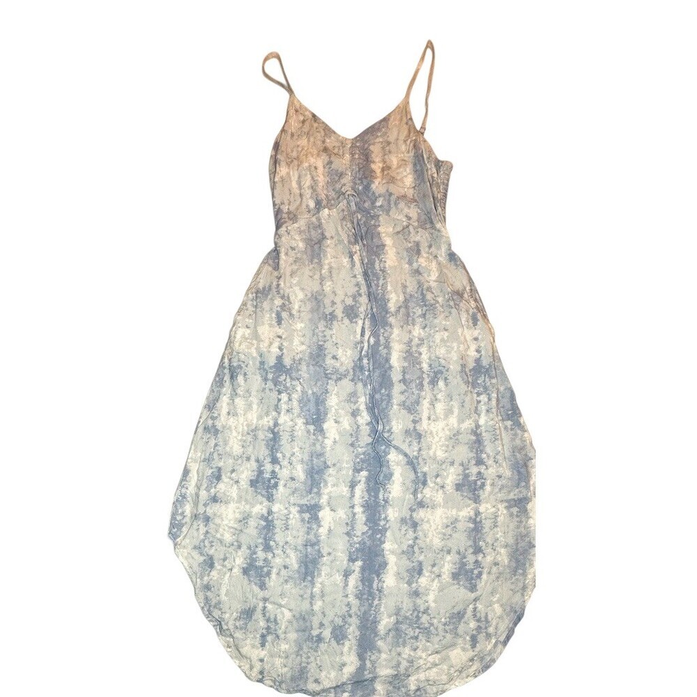 Sincerely Jules Maxi Dress Womens Size L Blue Tie Dye Smocked Sleeveless